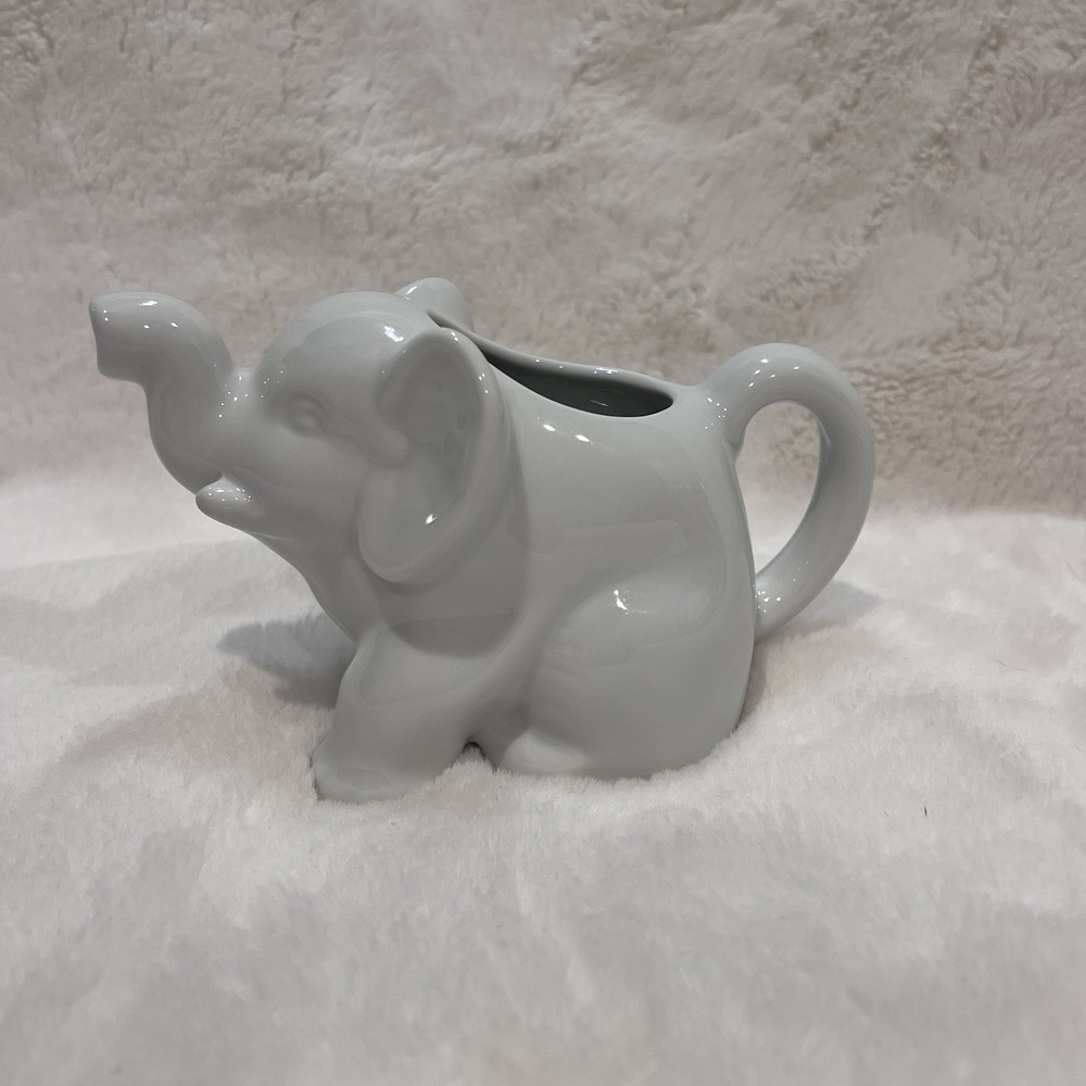NWOB Elephant Animal Creamer - 9 Ounce - White Ceramic - Coffee Creamer - Safari